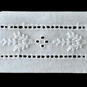 1 1/8" Sprigs & Dots White Cotton Eyelet Trim (Made in Switzerland)