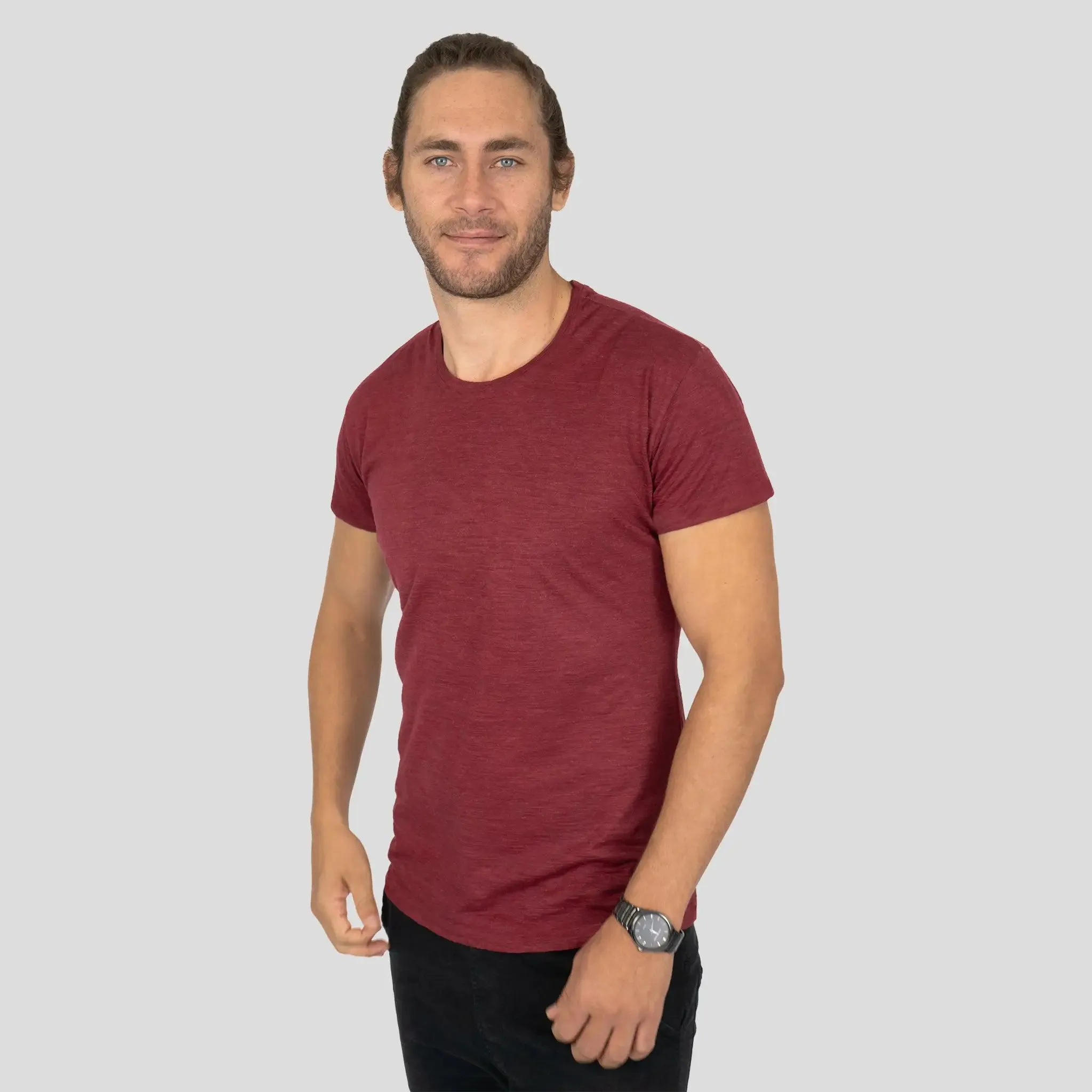 5 Pack - Men's Alpaca Wool Crew Neck T-Shirts: 160 Ultralight