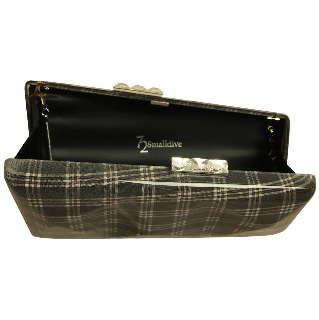 72 Smalldive Grey Laminated Plaid Minaudiere Clutch