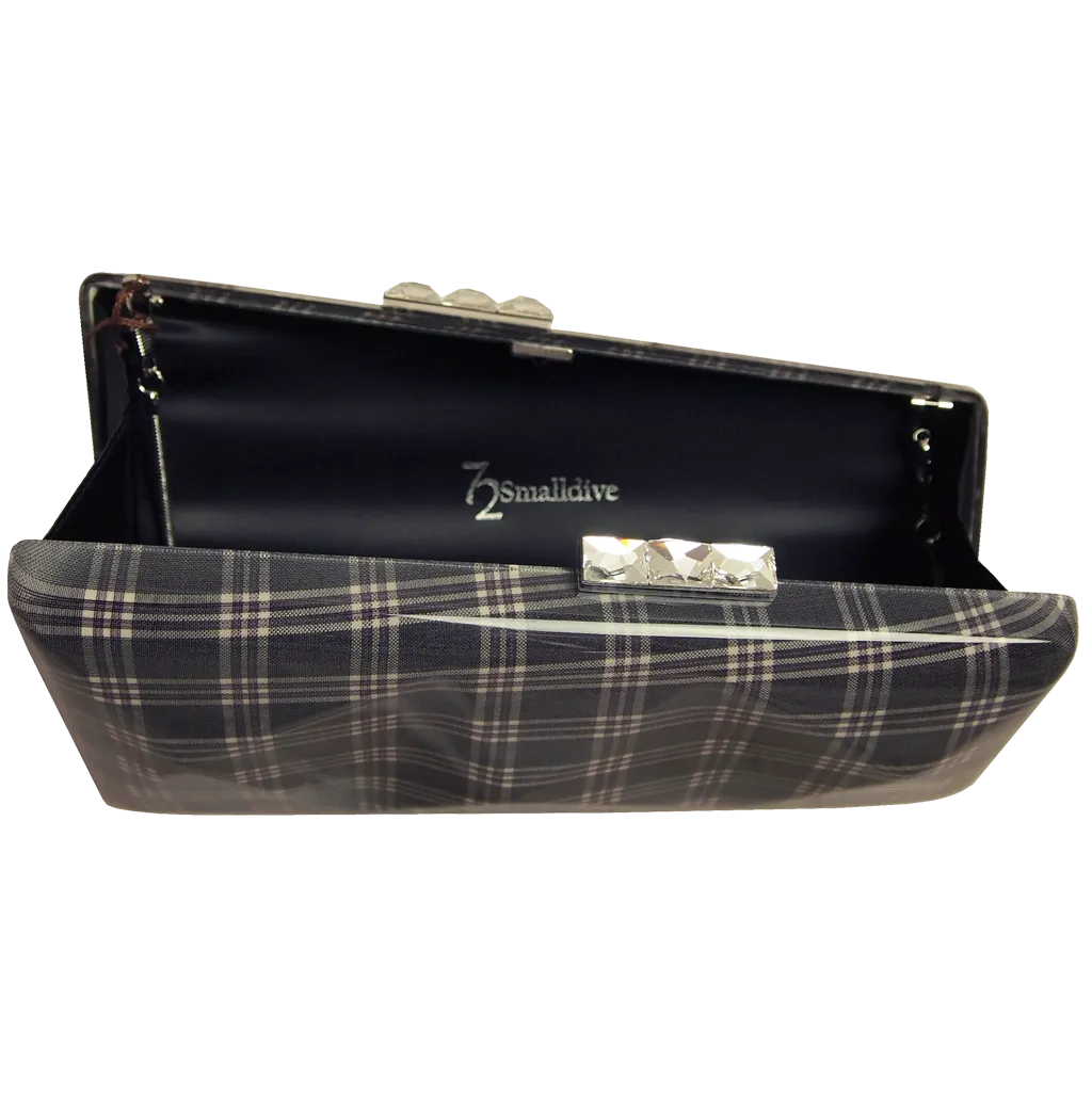 72 Smalldive Navy Laminated Plaid Minaudiere Clutch