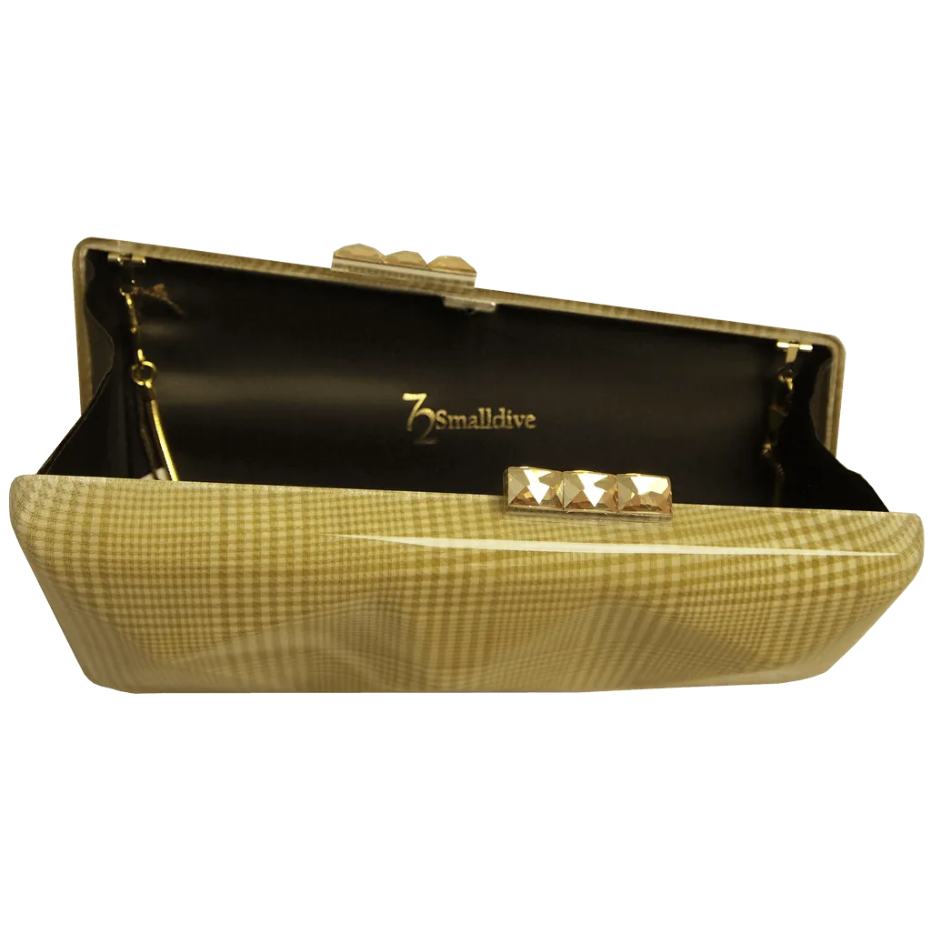 72 Smalldive Yellow Laminated Plaid Minaudiere Clutch