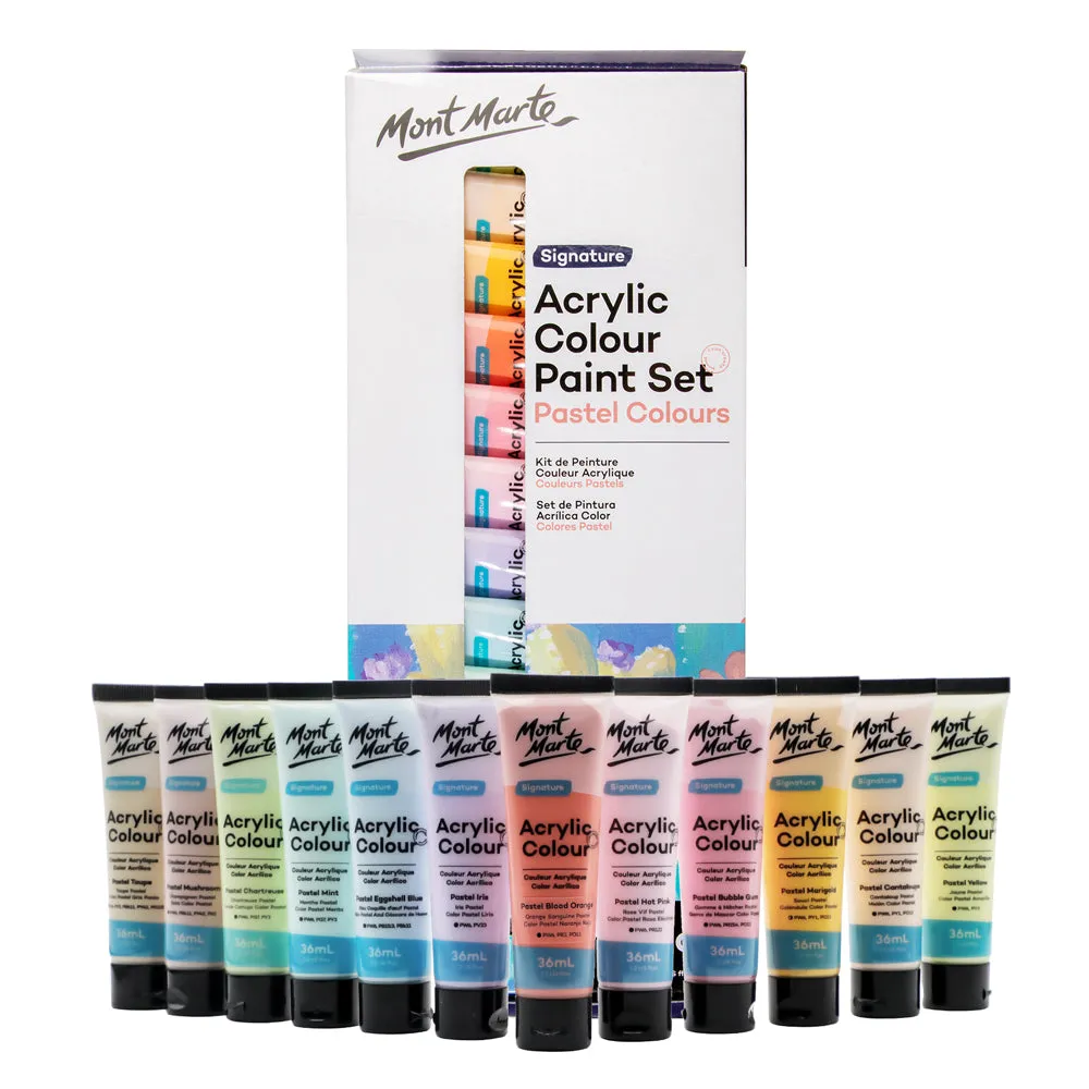 Acrylic Colour Pastel Paint Set Signature 12pc x 36ml (1.2 US fl.oz)