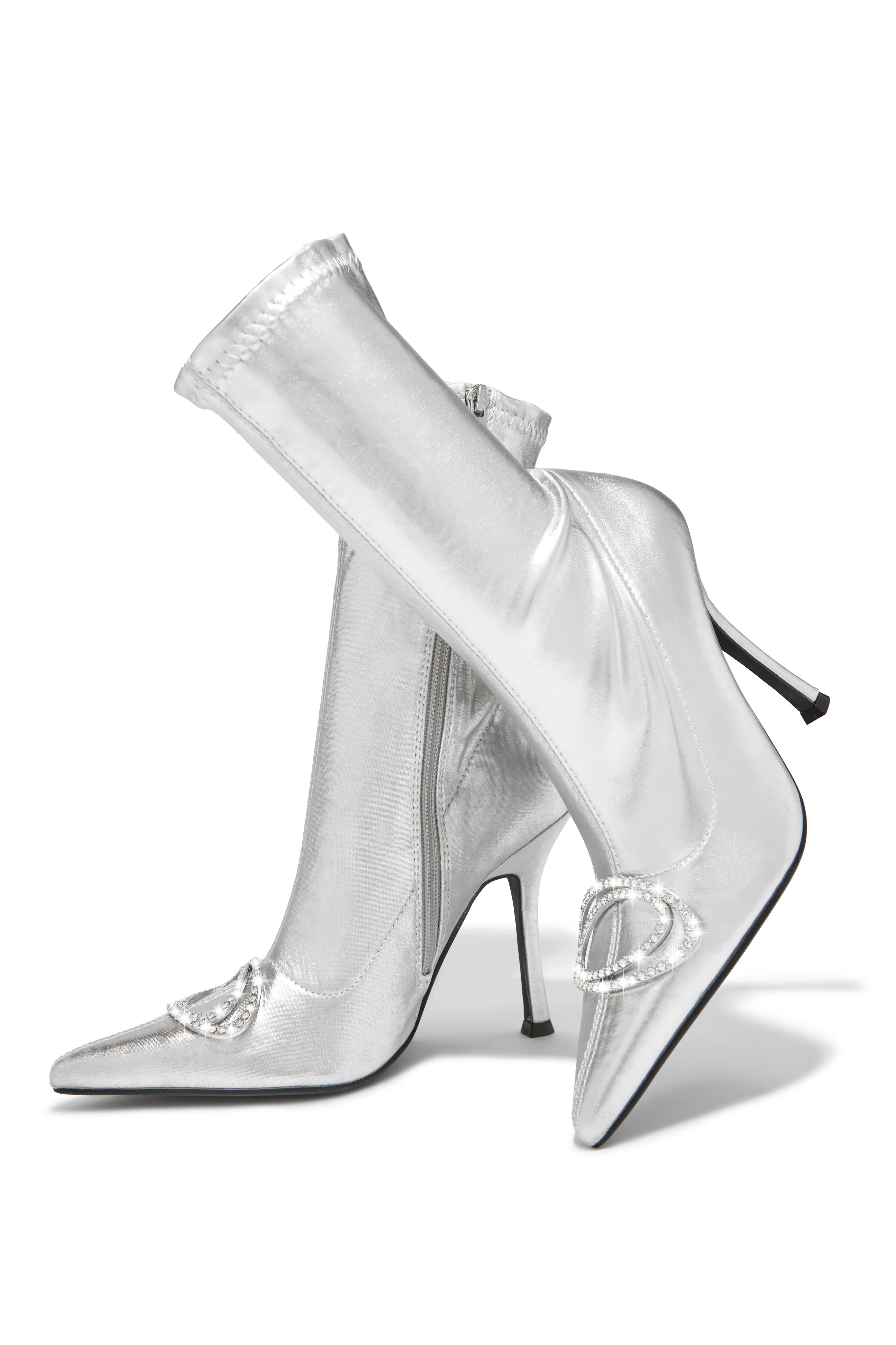 Alisa Embellished Ankle Boots - Silver