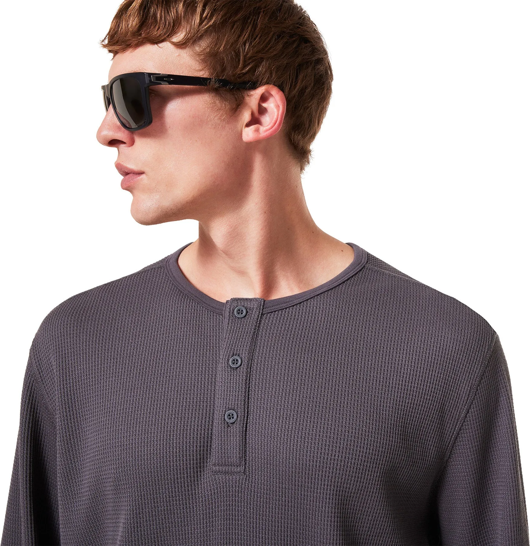 All Day Waffle Long Sleeve Henley T-shirt - Men's|-|Chandail à col boutonné à manches longues en tricot gaufré All Day - Homme