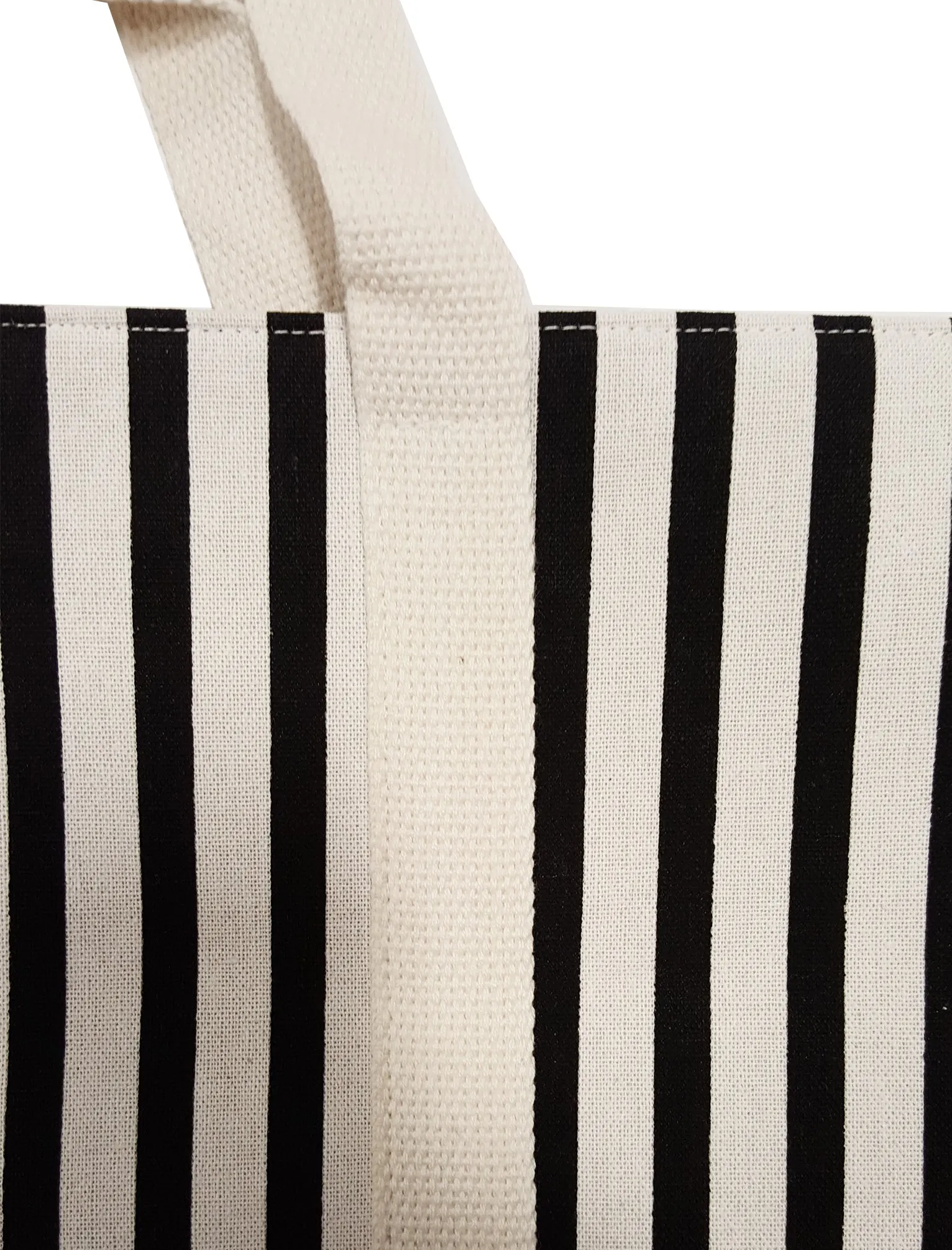 Amelia Candy Striped Beach Tote Bag in Black