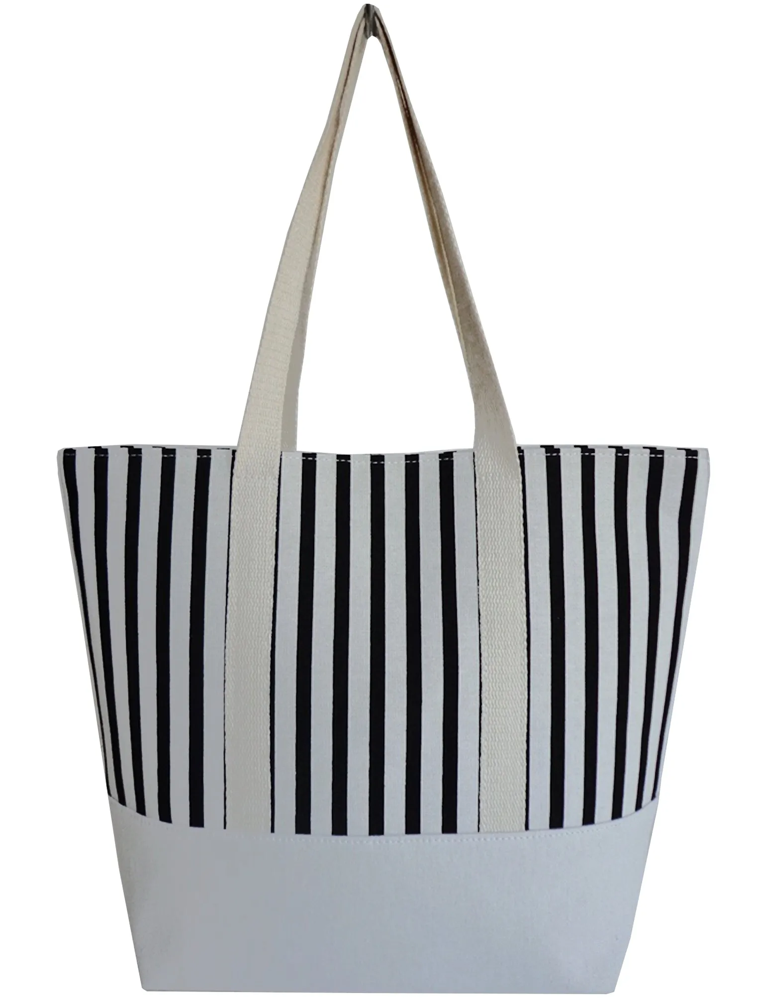 Amelia Candy Striped Beach Tote Bag in Black