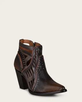 Ankle perforated brown bootie