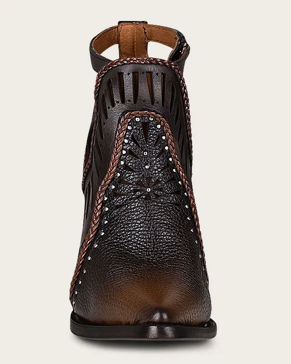 Ankle perforated brown bootie