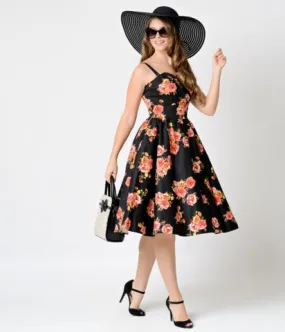 Ariana 1950's Black and Pink/Coral Swing Dress by Stop Staring!