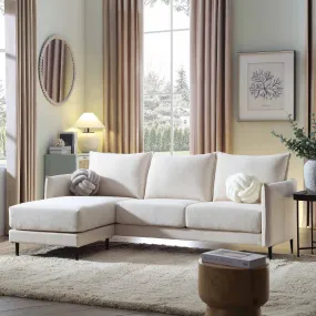 Bari Light Beige Woven Fabric Chaise Sofa