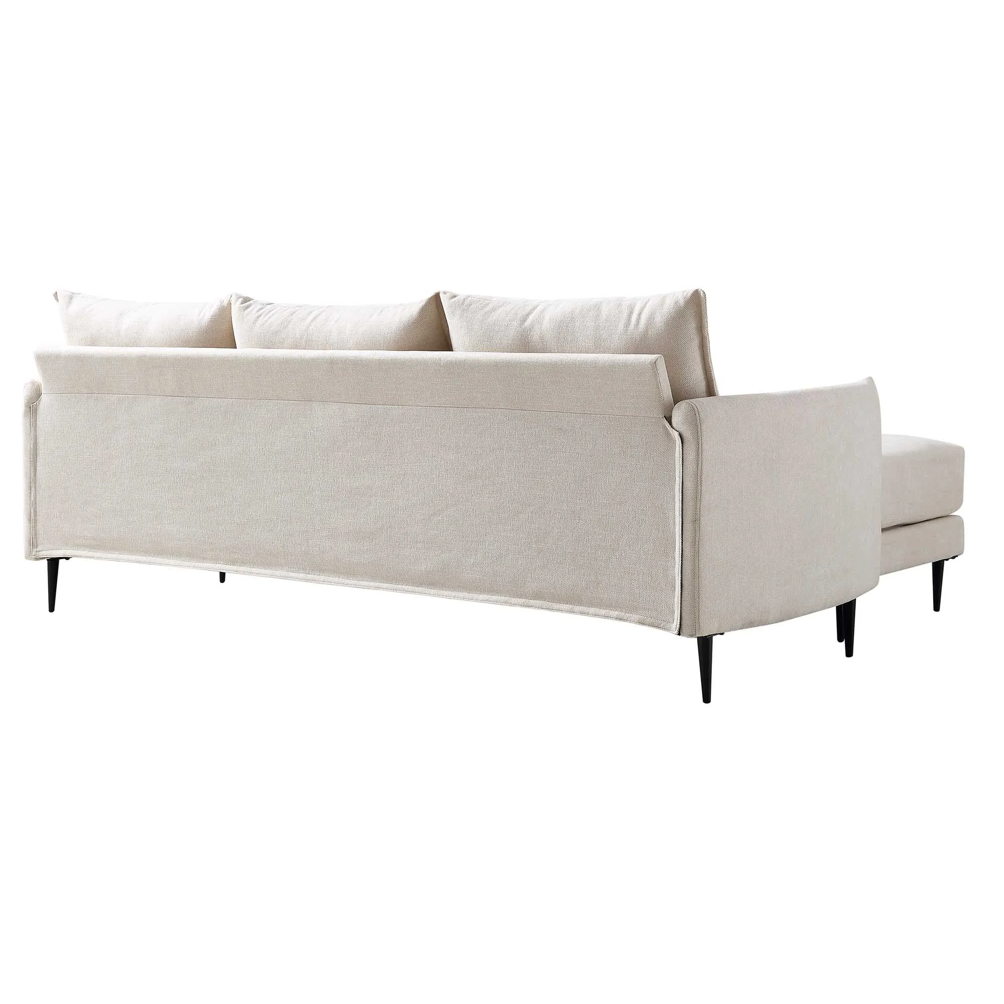 Bari Light Beige Woven Fabric Chaise Sofa