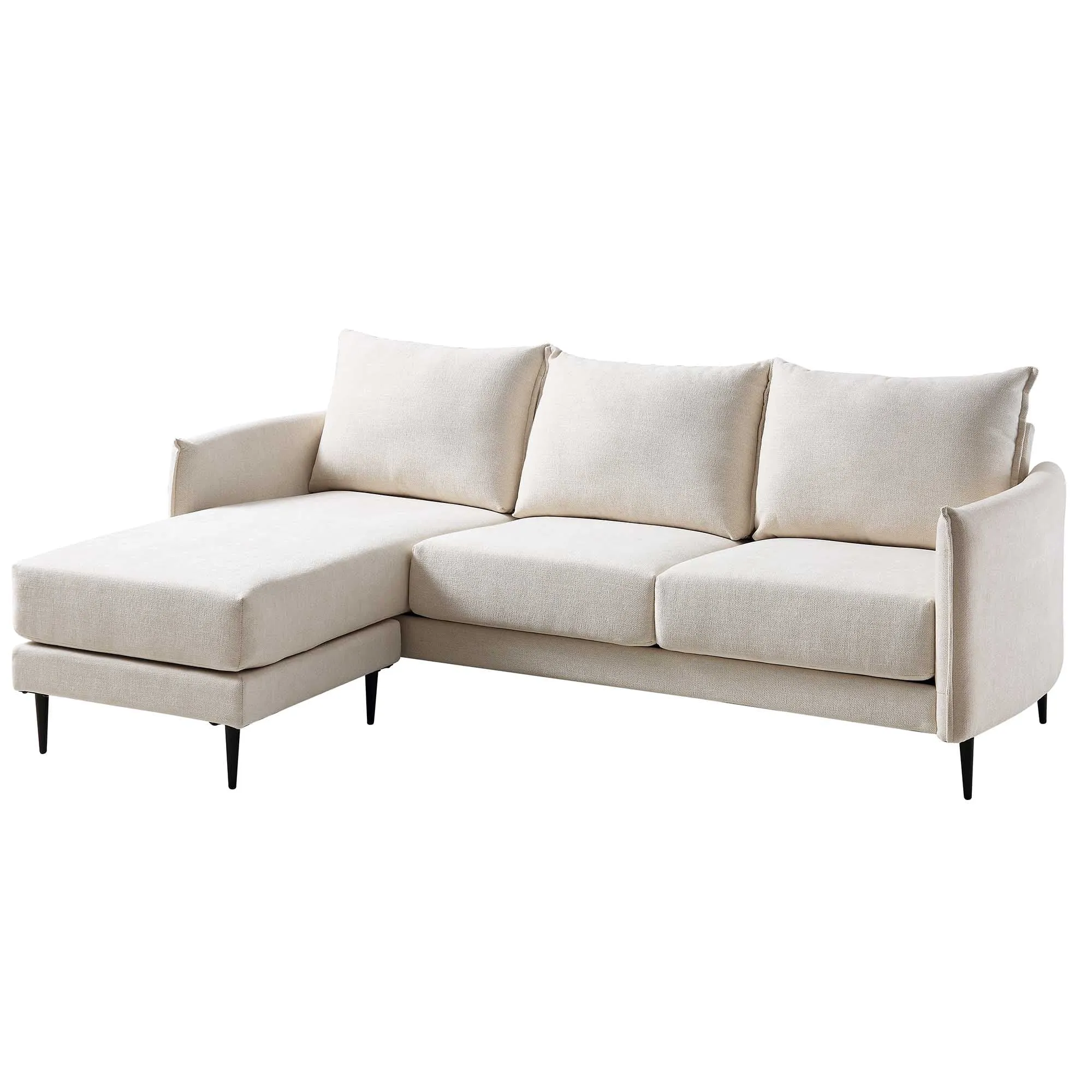 Bari Light Beige Woven Fabric Chaise Sofa