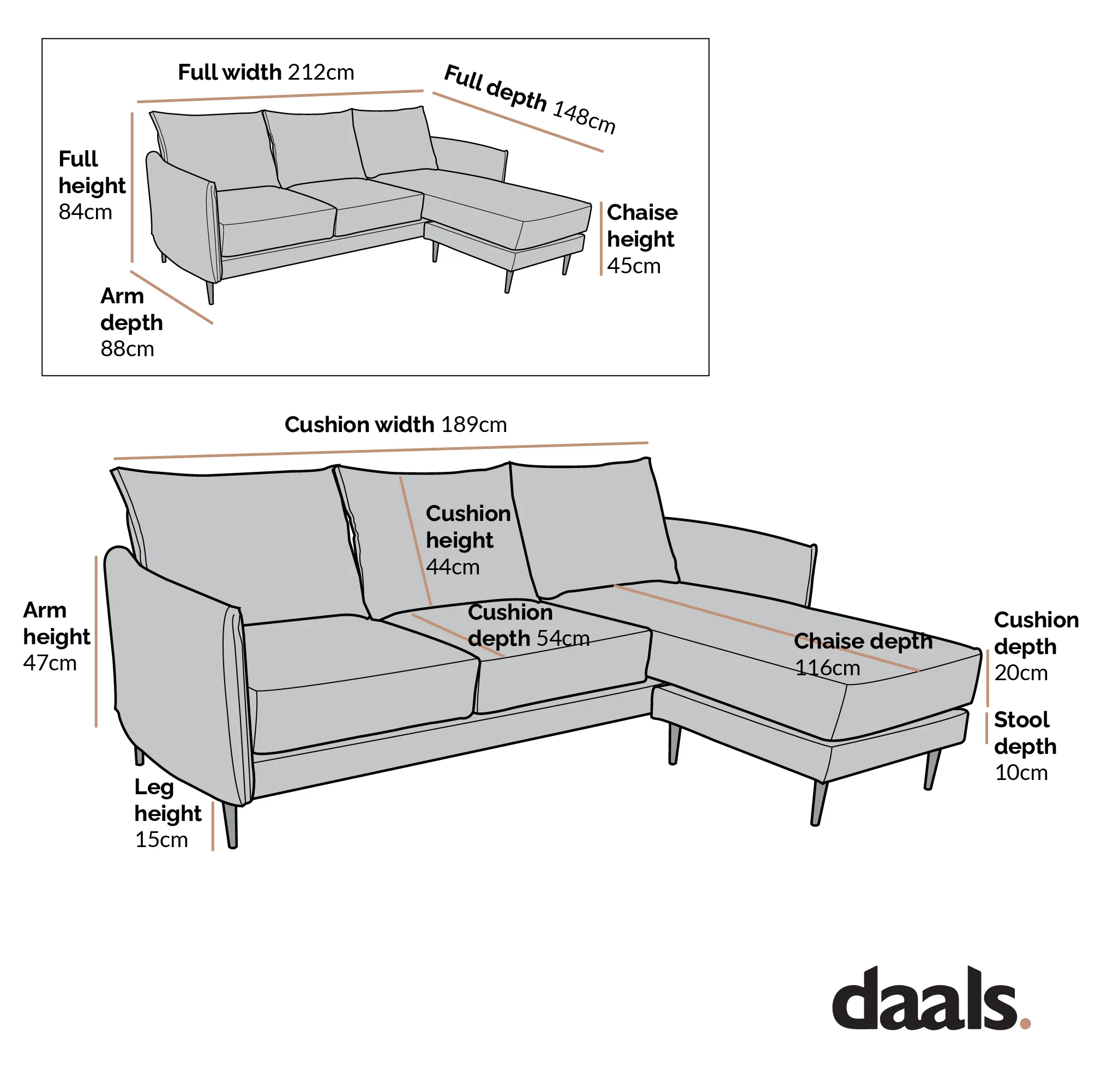 Bari Light Beige Woven Fabric Chaise Sofa