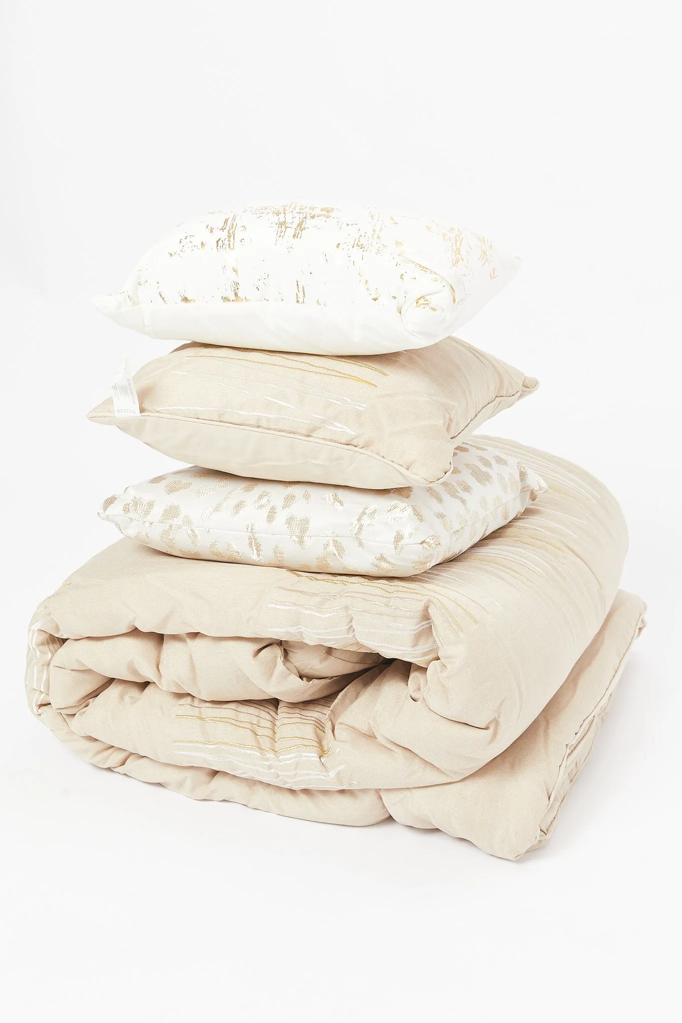 Beige 7 Piece Embroidery Comforter Set (King Size)