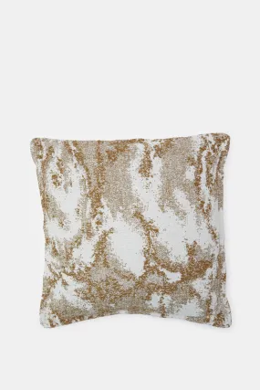 Beige Abstract Jacquard Cushion