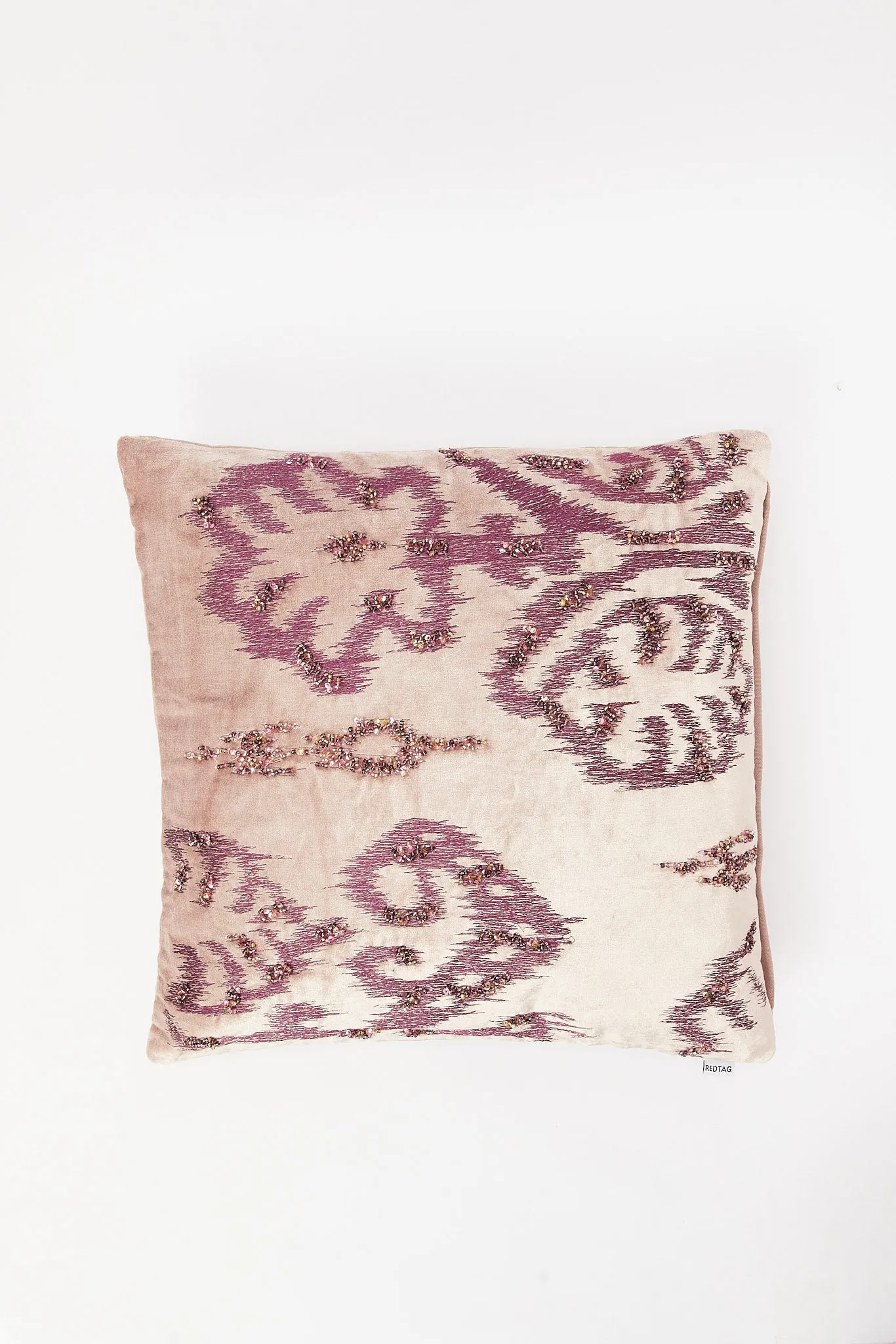 Beige And Purple Embroidery Cushion