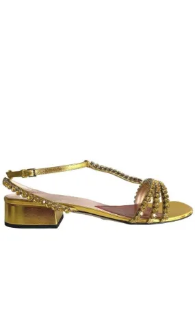 Bertie Embellished Metallic Leather Sandals