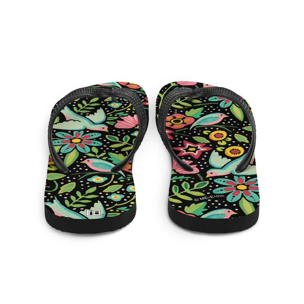 Birds Amidst Flowers Flip-Flops