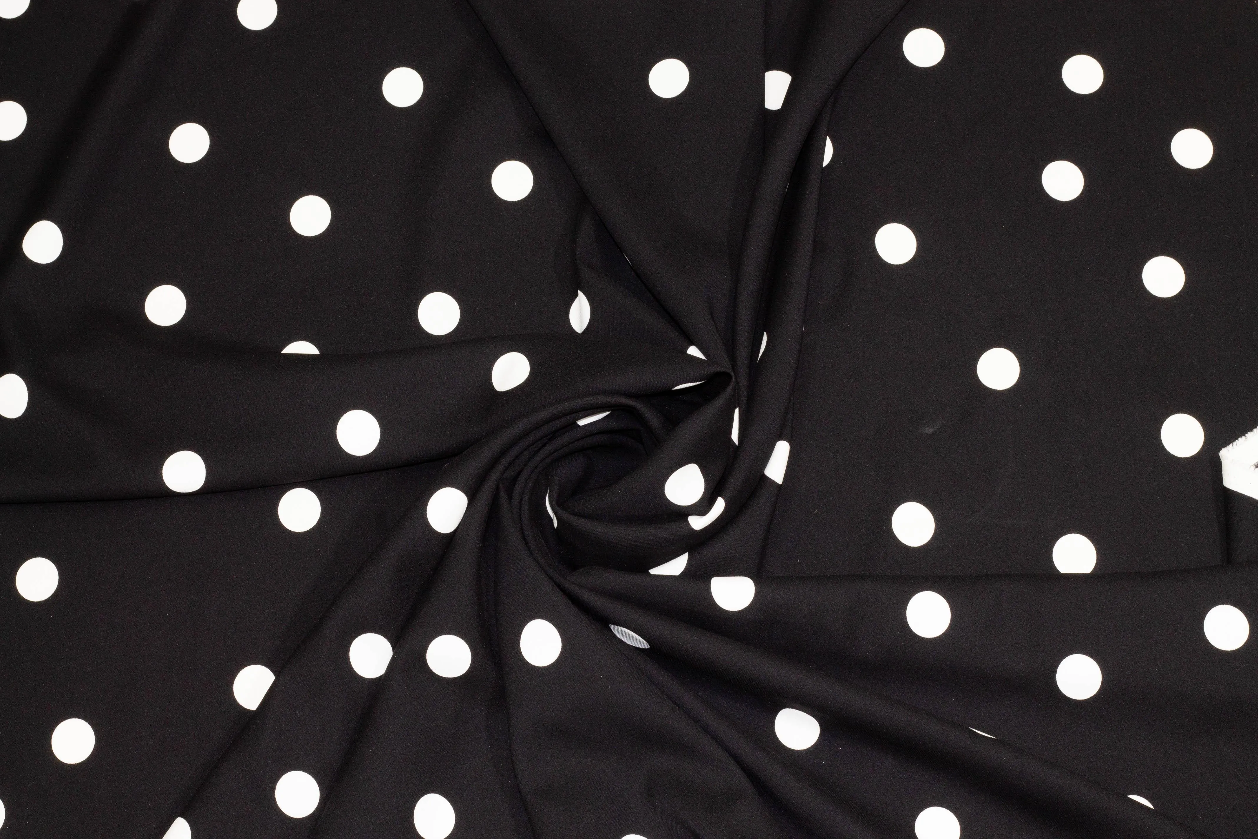 Black and White Polka Dot 4-Ply Stretch Silk