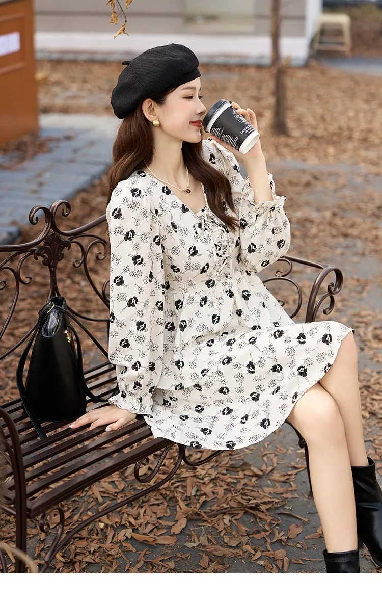 Black Floral Mini Dress for Women