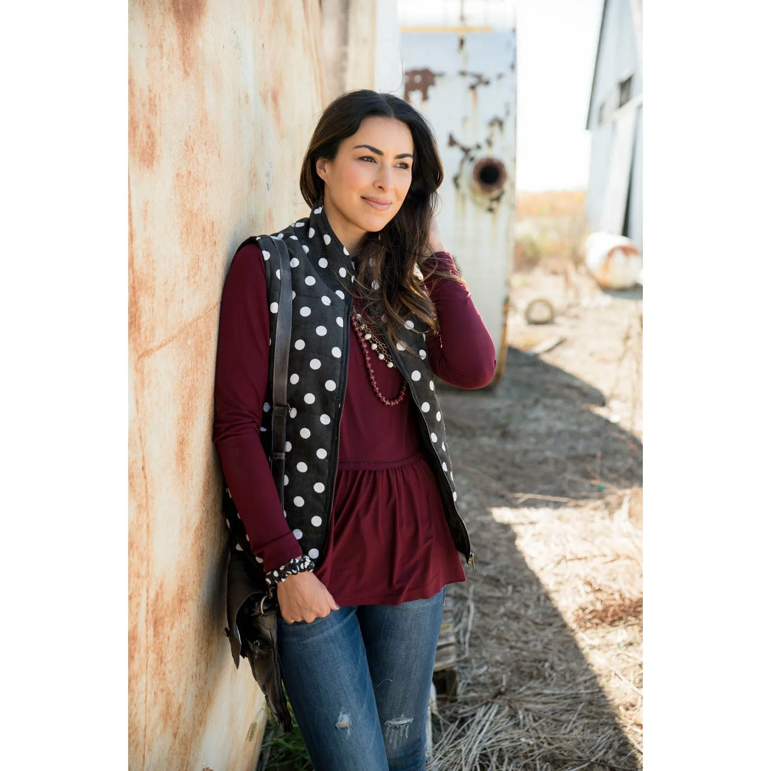 Black/White Polka Dot Vest