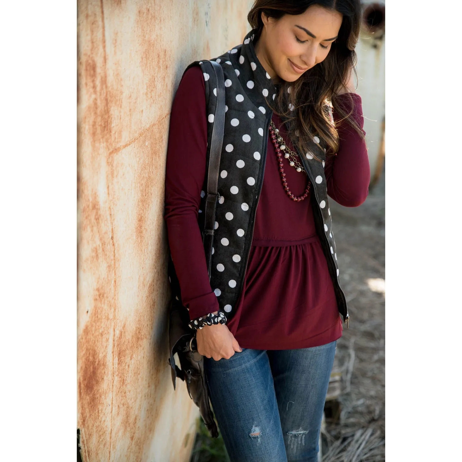 Black/White Polka Dot Vest