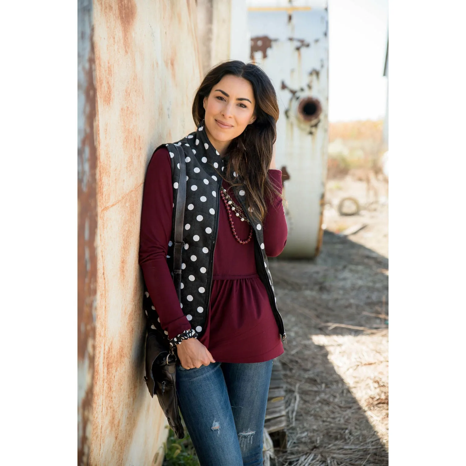 Black/White Polka Dot Vest