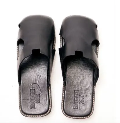 Bloke Black Migrant Mule Slippers with cut-outs