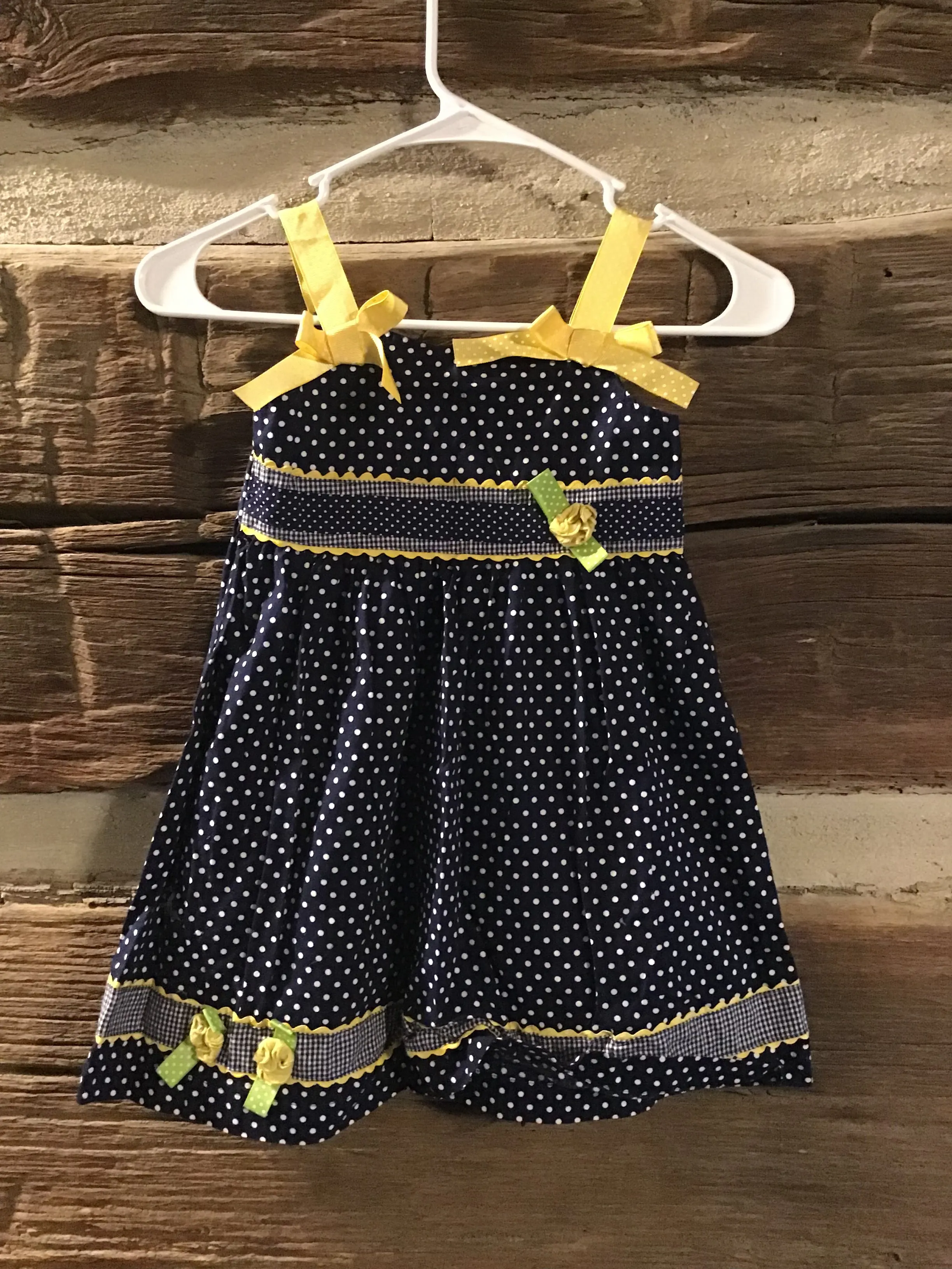 Blueberi Boulevard girls dress navy blue w/polka dots size 5