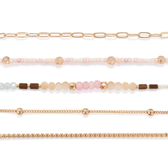 Bracelet 5pk Gold/Pink Color 1004440280