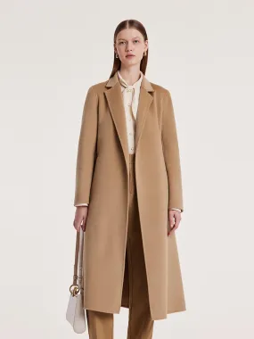 Camel Wool Double-Faced Notched Lapel Women Coat