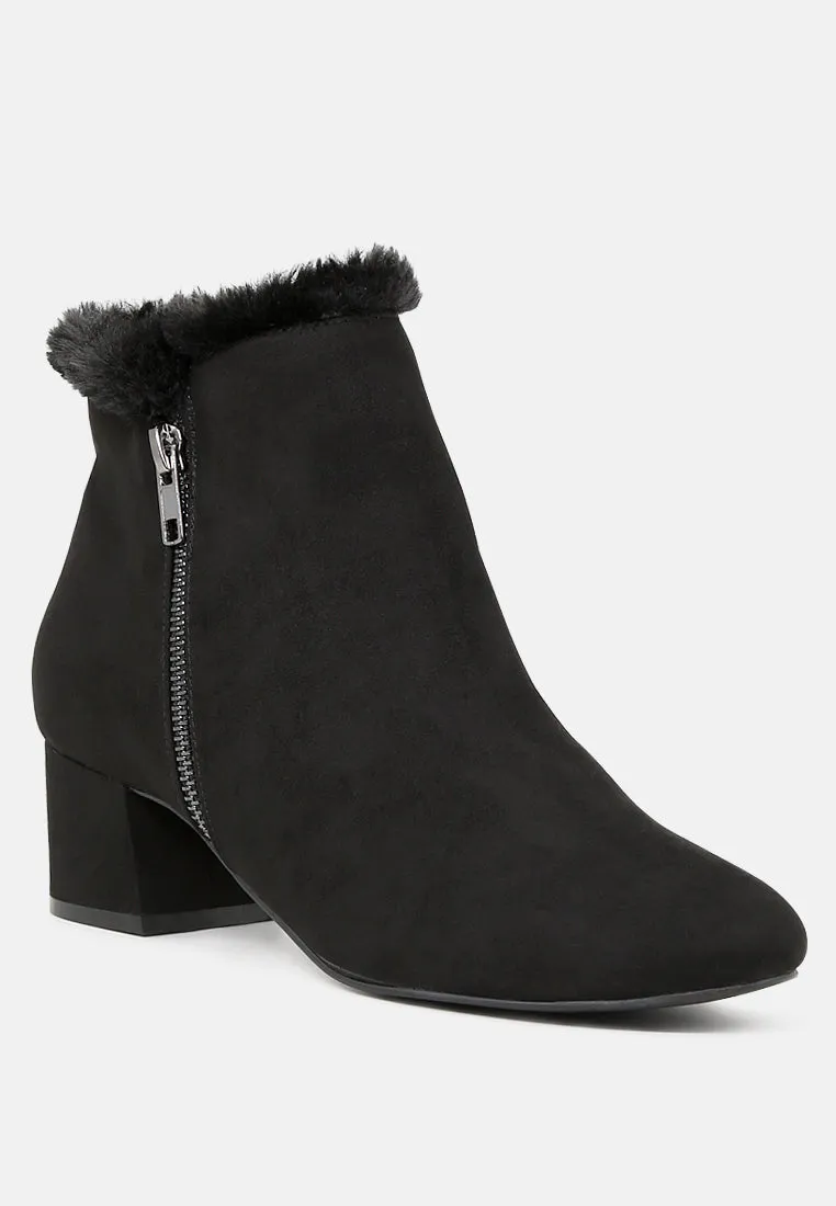 Carla Round Toe Zipper Ankle Boots