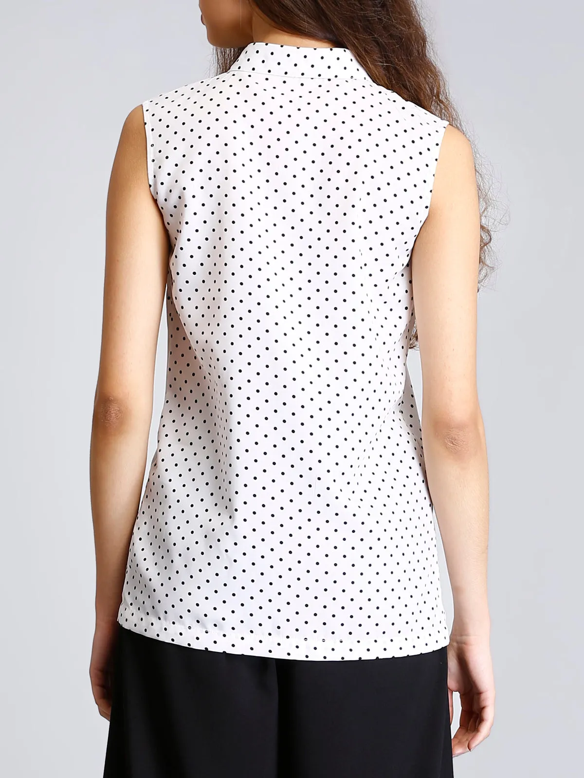 Collared Polka Dot Shirt - White and Black