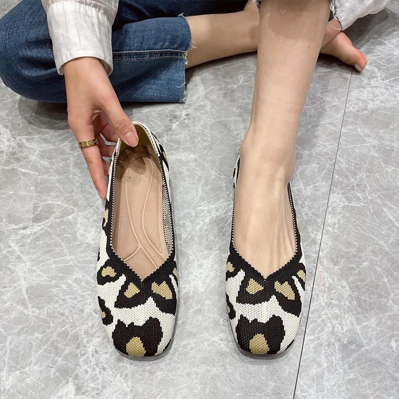 Cozy Square Toe V-Cut Flats