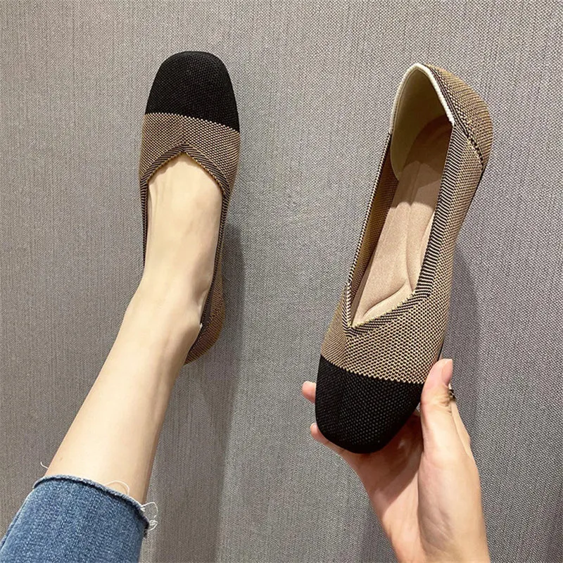 Cozy Square Toe V-Cut Flats