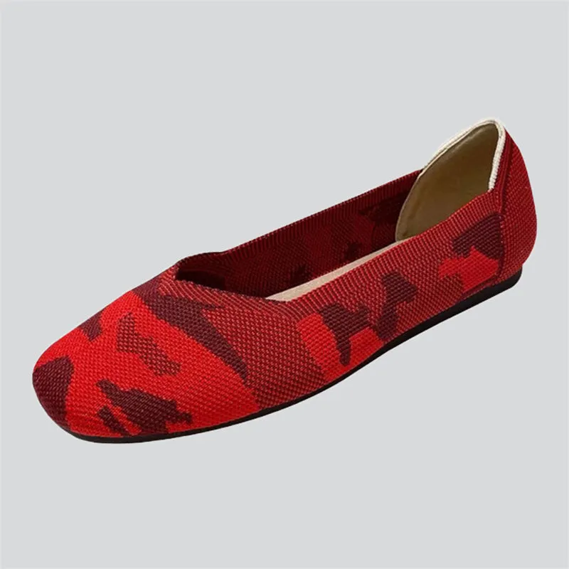 Cozy Square Toe V-Cut Flats