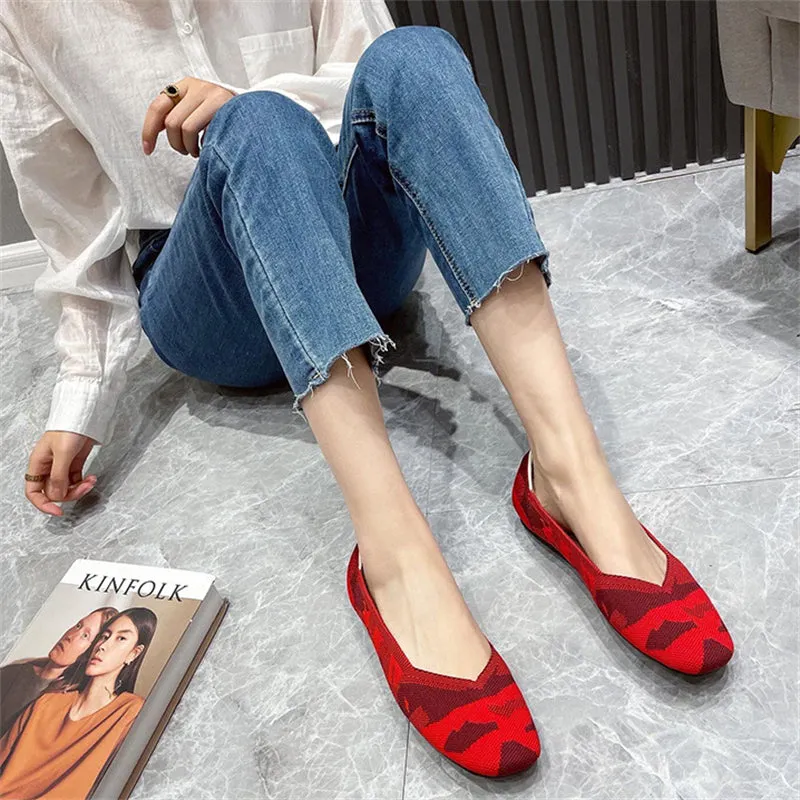 Cozy Square Toe V-Cut Flats