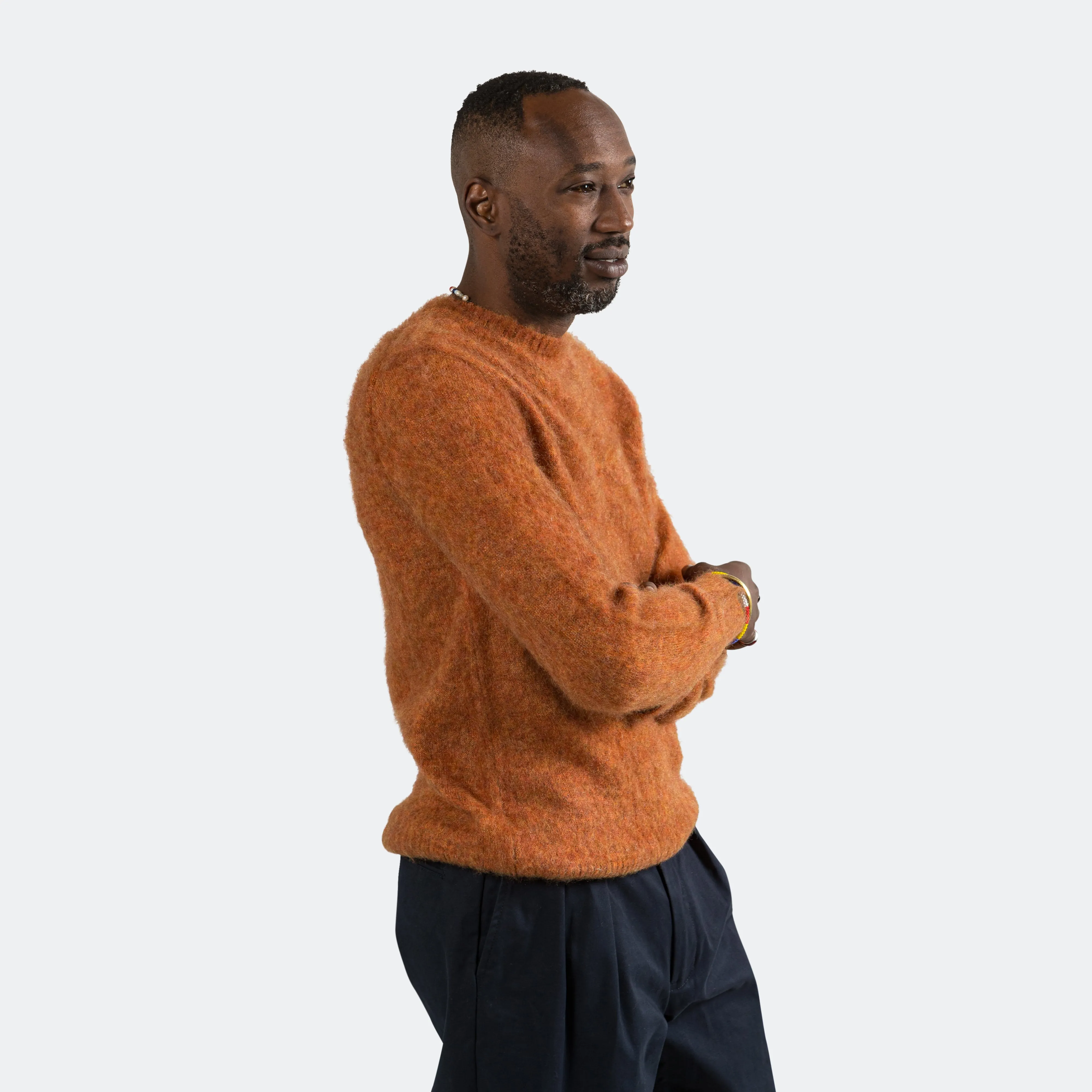 Crew Neck Stretch Mohair - Orange