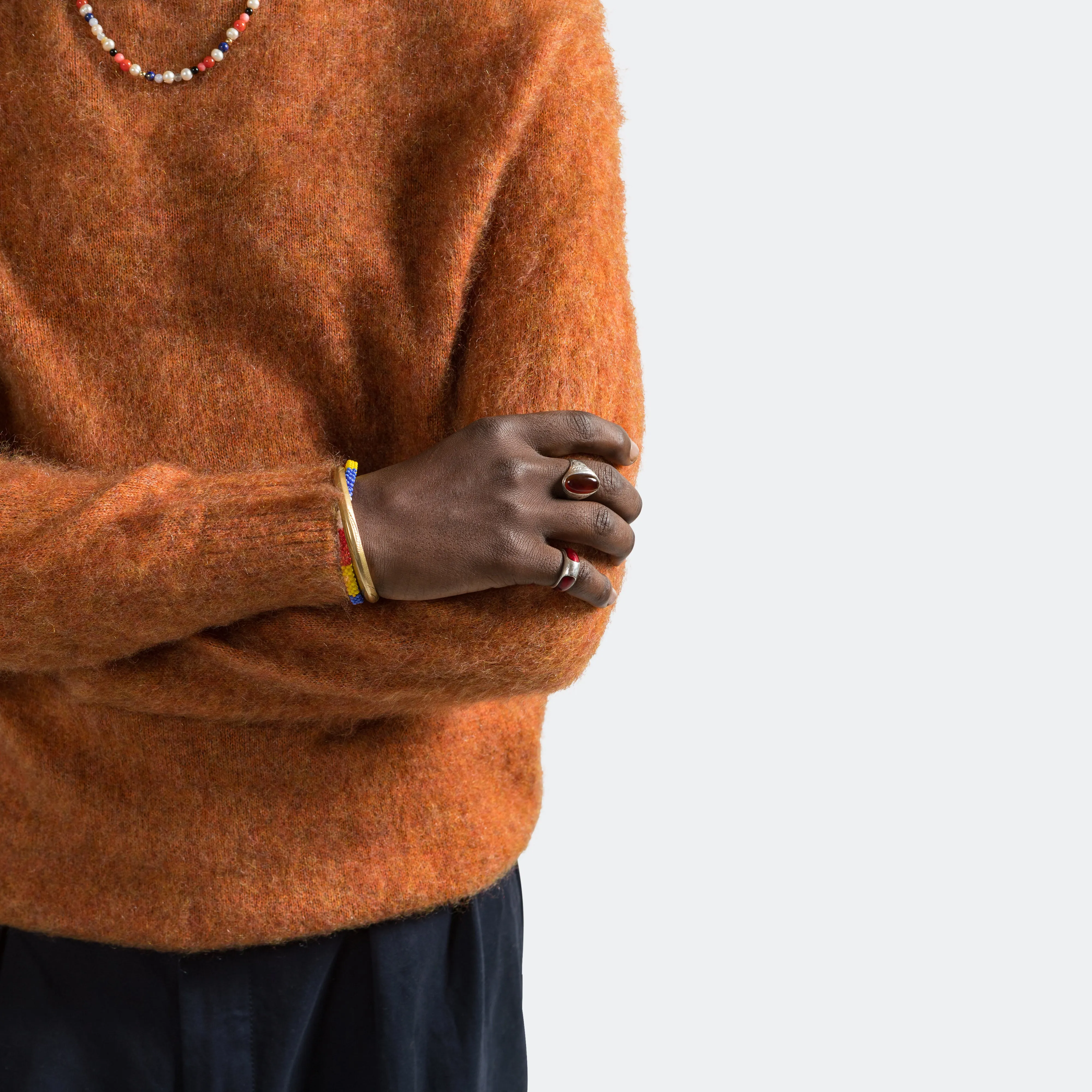 Crew Neck Stretch Mohair - Orange