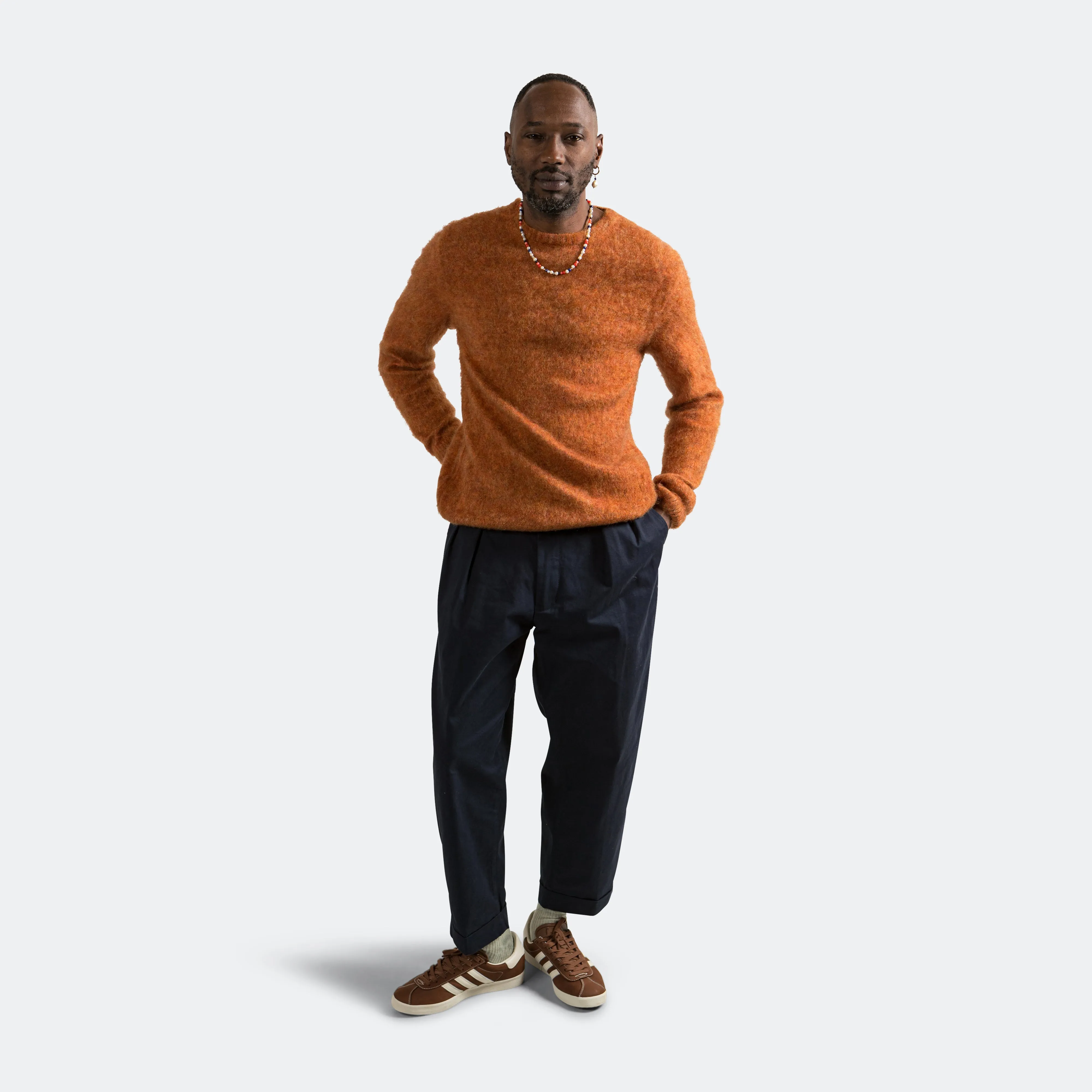 Crew Neck Stretch Mohair - Orange