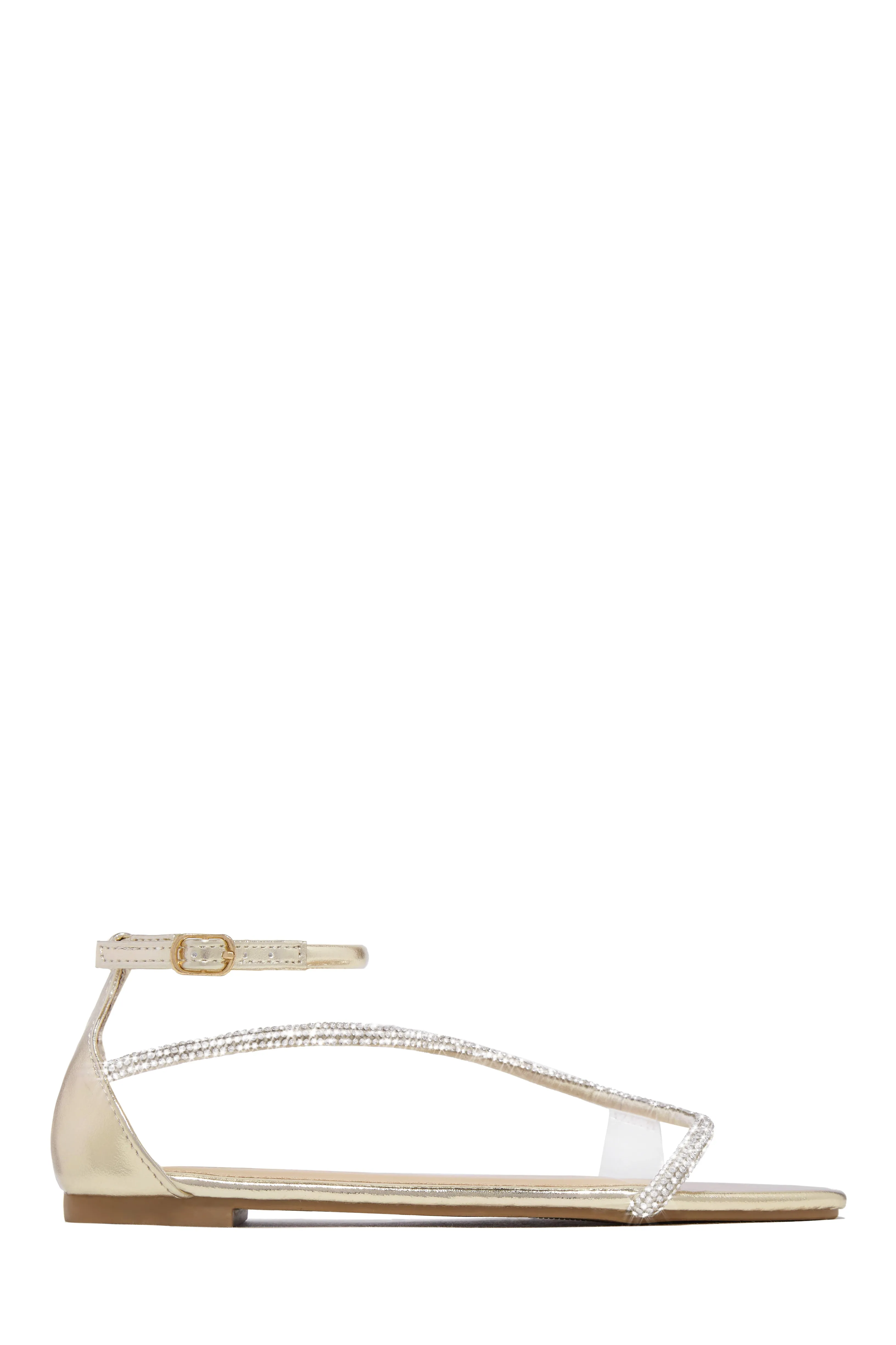 Dream Vacation Embellished Ankle Strap Sandals - Gold