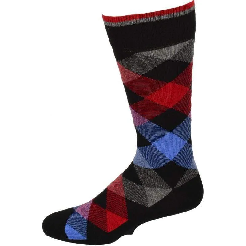 Dress Casual Combed Cotton Crew Argyle Socks