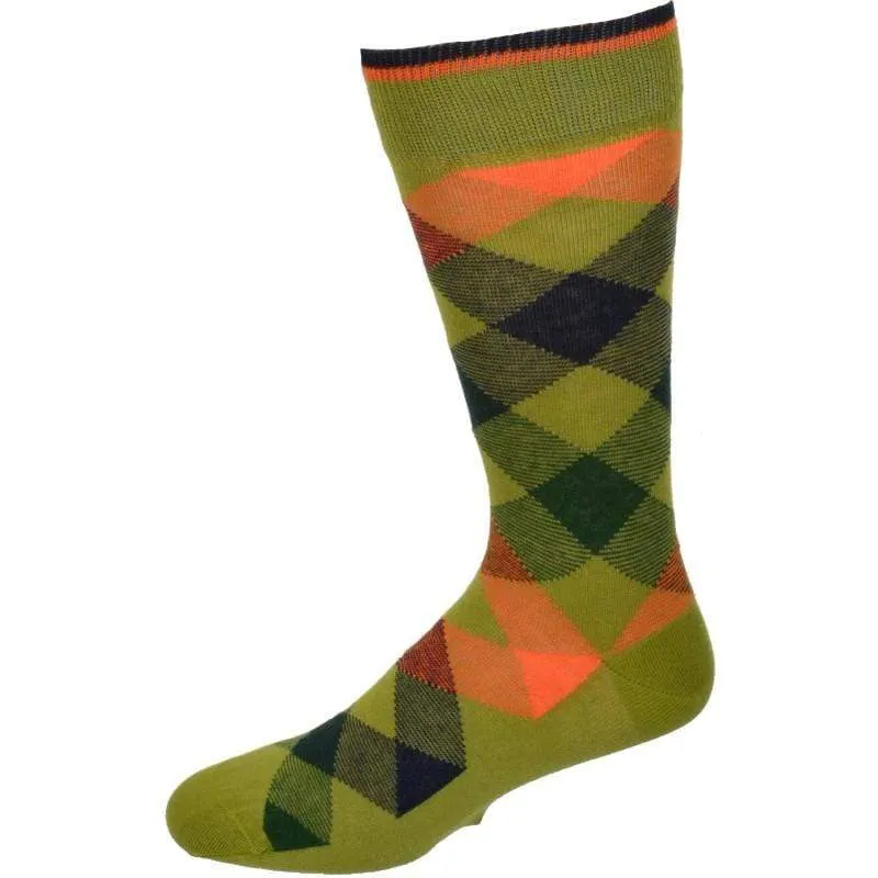 Dress Casual Combed Cotton Crew Argyle Socks