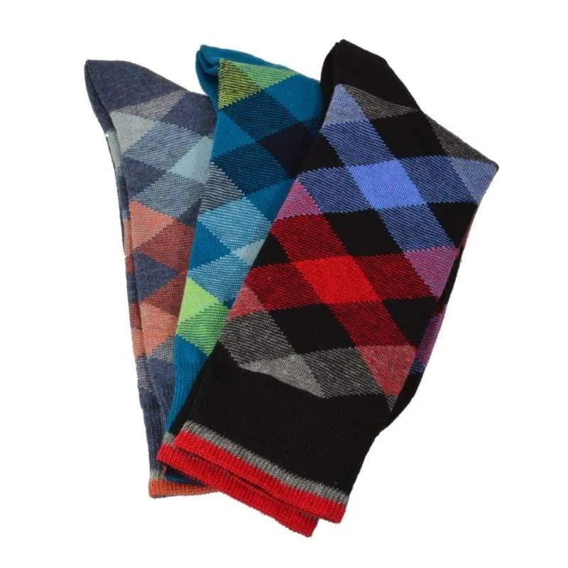 Dress Casual Combed Cotton Crew Argyle Socks