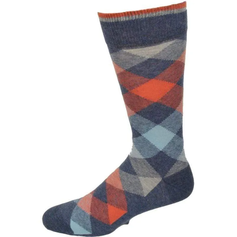 Dress Casual Combed Cotton Crew Argyle Socks