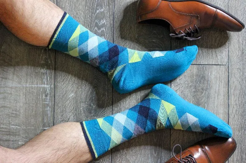 Dress Casual Combed Cotton Crew Argyle Socks