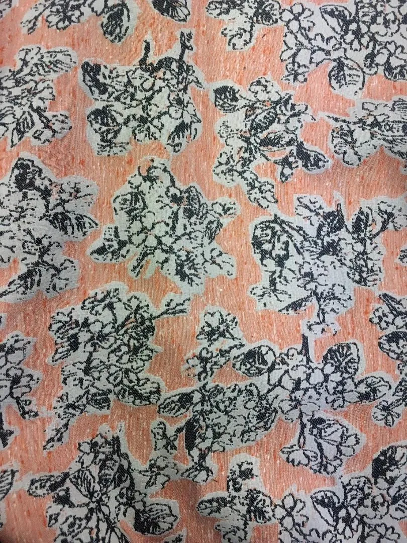 English Floral Jacquard- Coral Pink/White/Charcoal