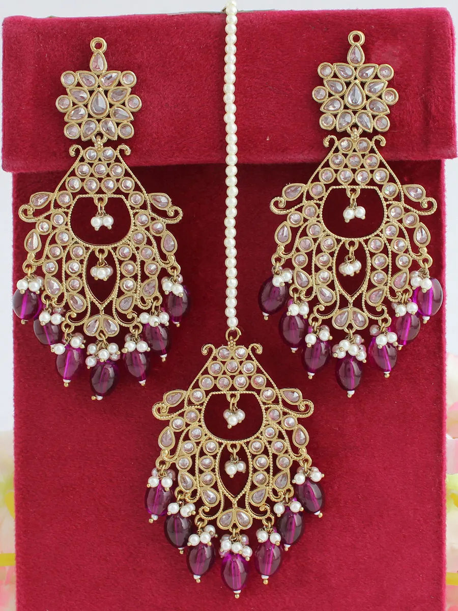 Erum Dangle Long Earrings & Tikka Set