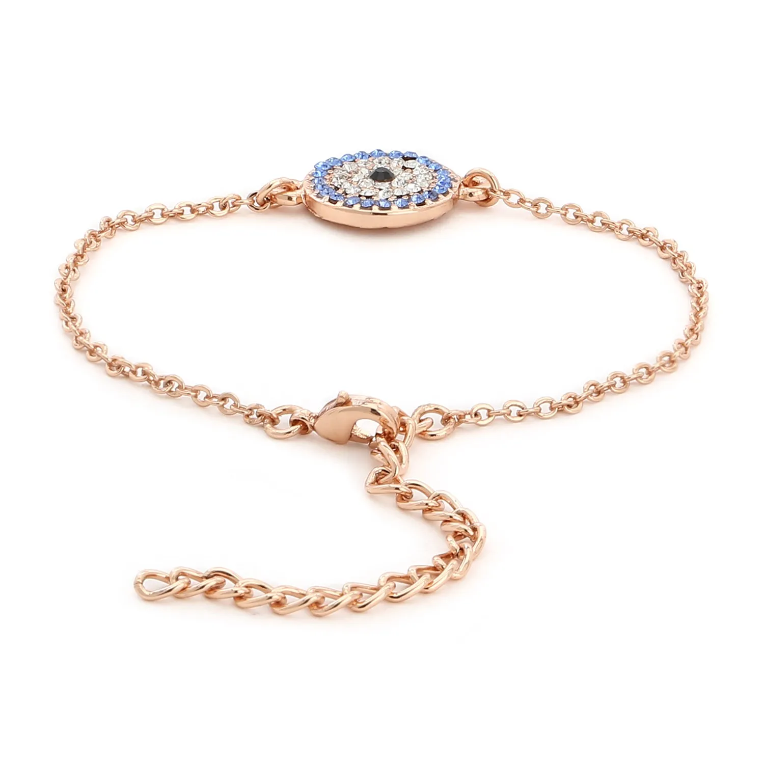 Estele Coin Evil Eye Rose Gold Bracelet with Austrian Crystals (adjustable)