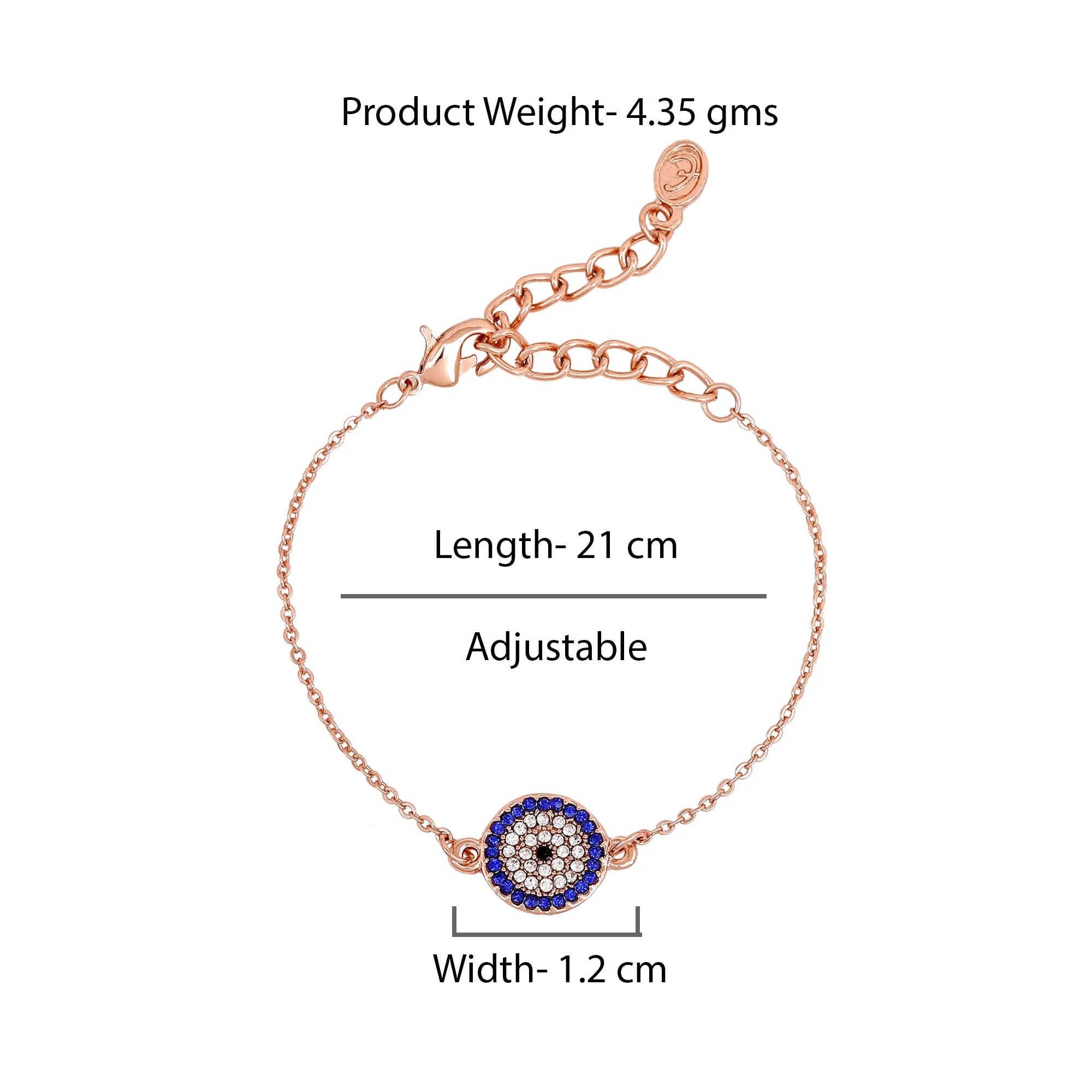 Estele Coin Evil Eye Rose Gold Bracelet with Austrian Crystals (adjustable)